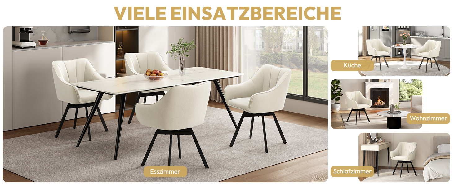 Набір з 2-х обертових кухонних стільців Yaheetech з підлокітниками та металевими ніжками, бежевий