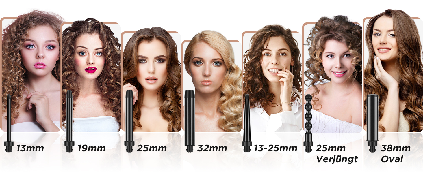 Професійний локон-інструмент Parwin Pro Beauty Lockenstab 7-в-1 з керамічним покриттям, LCD-дисплей, 100-230°C