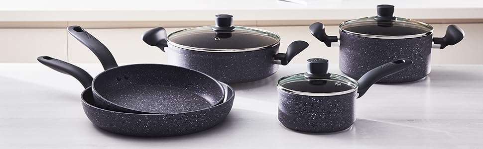 Набір посуду Lagostina Antea 8 предметів: каструлі та сковорідки, алюміній, сірий