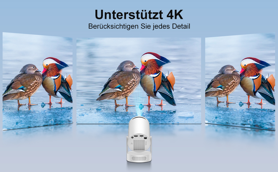 Міні проєктор Salange 4K з Wi-Fi 6, Bluetooth 5.2 та Android OS 11.0. Підтримка 180° повороту, для телефону/Xbox/ноутбука/TV Stick/USB. Білий (HY300ula + 5W динамік)