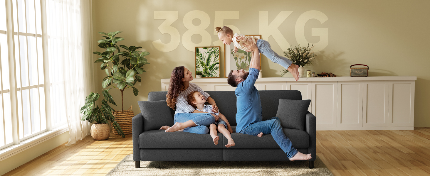 Двомісний диванчик, компактний диван для підліткової кімнати, зручний невеликий диван, легка збірка без інструментів, дивани з масиву дерева, невеликий диван для вітальні (сірий, 211 см)