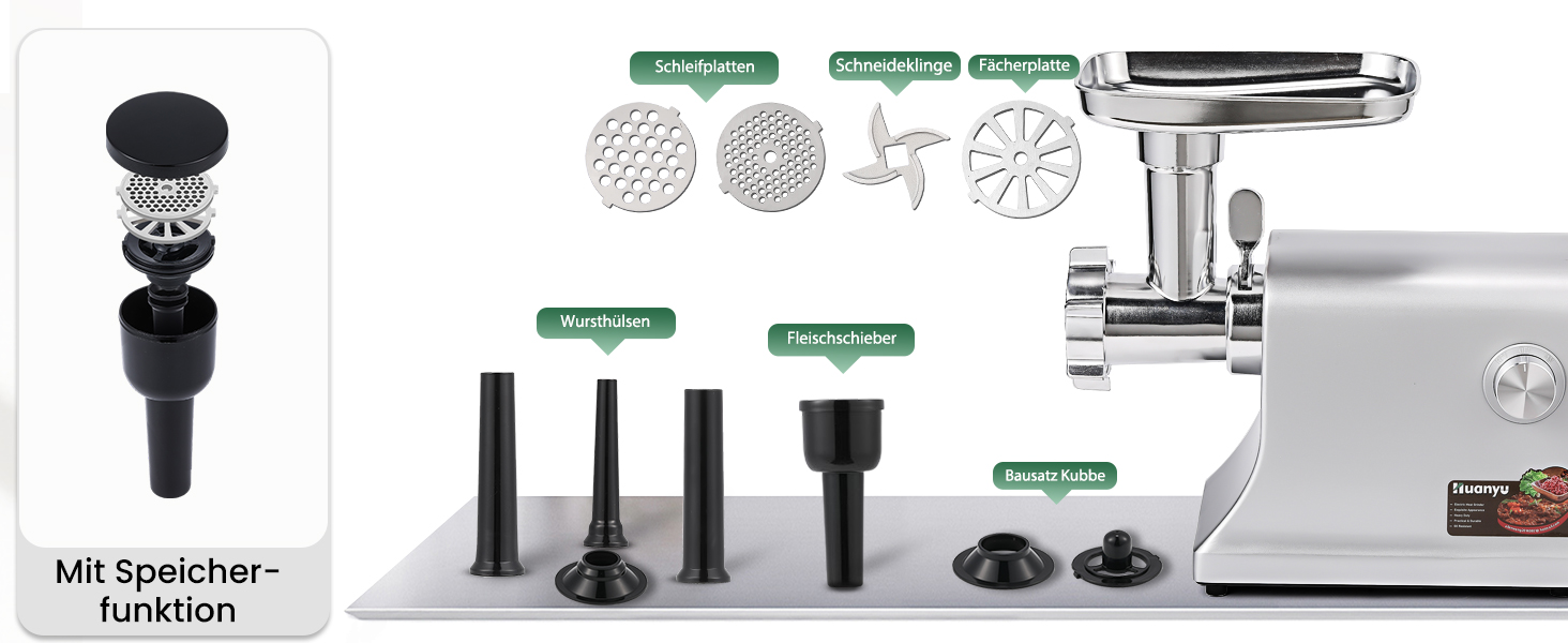 Електрична м'ясоподрібнювач Huanyu 2800W з насадкою для ковбас - багатофункціональна кухонна машина для дому та професійного використання