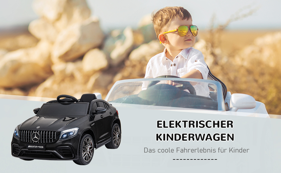 Дитячий електромобіль Mercedes-Benz AMG GLC63S Coupe 12V з пультом, ременем безпеки, 2x35Вт моторами, ліцензія, чорний