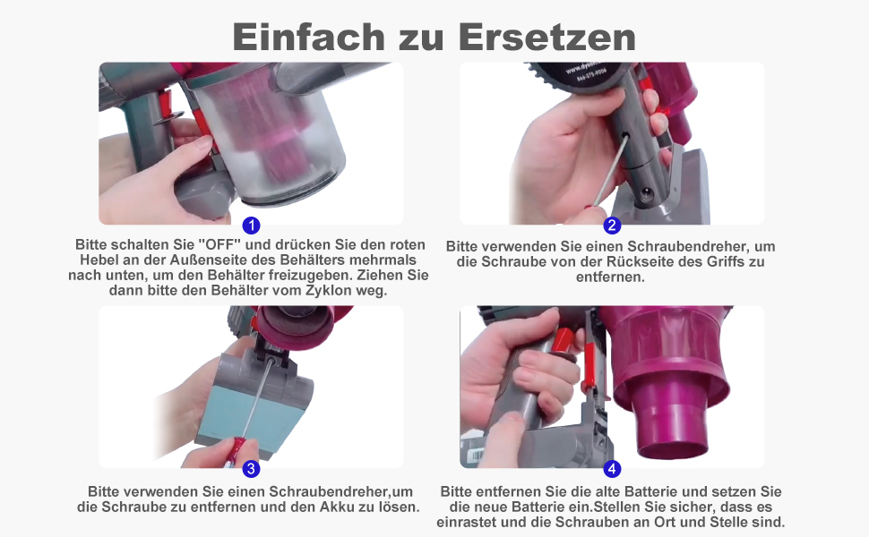 Змінна батарея EVARY 6000mAh V6 для Dyson з РК-дисплеєм, сумісна з DC62-DC74, в т.ч. 2 фільтри щітка