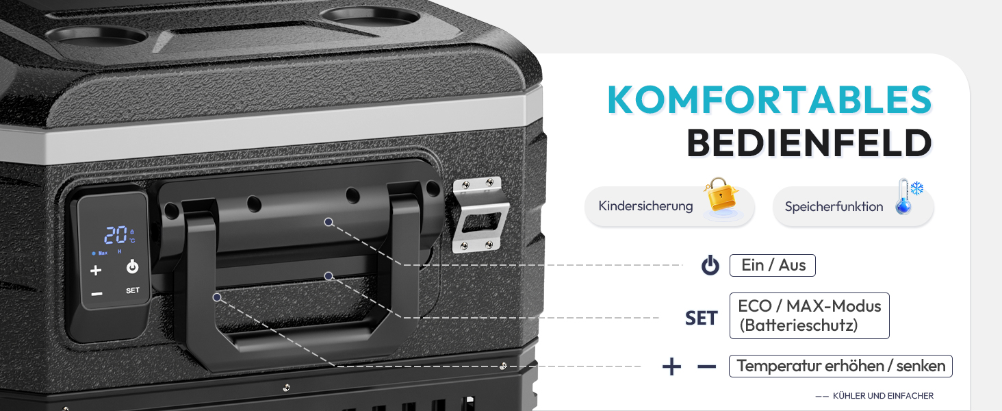 Автомобільний компресорний холодильник EUHOMY 64л з Wi-Fi, -20℃~20℃, 12/24V/220V: для кемпінгу, подорожей, риболовлі