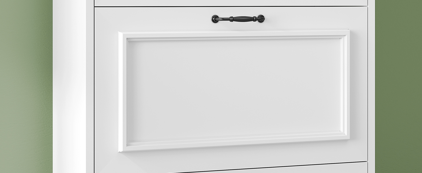 Шкаф для взуття Brinlawb з 3 дверцятами, білий. Комод для взуття, полиця для взуття з регульованими перегородками, для 14-18 пар. Дерев'яний шкаф для вхідної зони, коридору, вітальні.