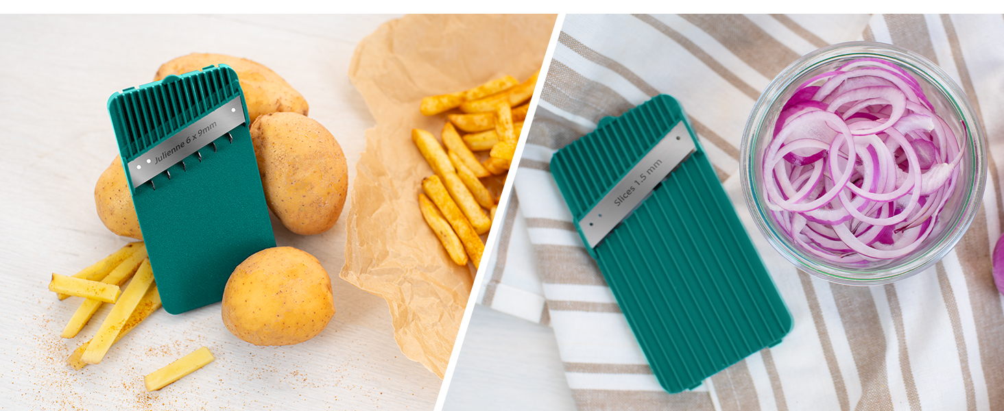 Nicer Dicer Mandoline 12-ти частинний набір для нарізки овочів, слайсер, овочевий гострий ніж, для нарізки соломкою, слайсами, кубиками, кухонний овочевий слайсер, турквіс/зелений