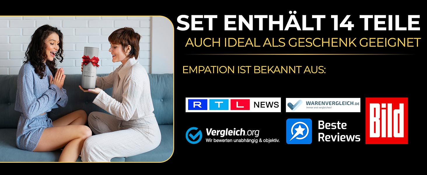 Набір для коктейлів Cobbler 700мл з нержавіючої сталі, без розливання, професійний шейкер для коктейлів з підставкою та книгою рецептів, набір для барменів (Classic Set, сріблястий)