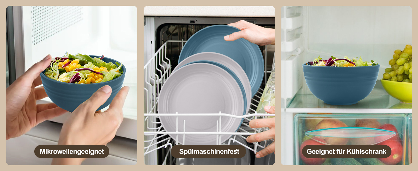 Набір посуду Odoland на 4 особи, 17 предметів: тарілки, миски, чашки (блакитний)