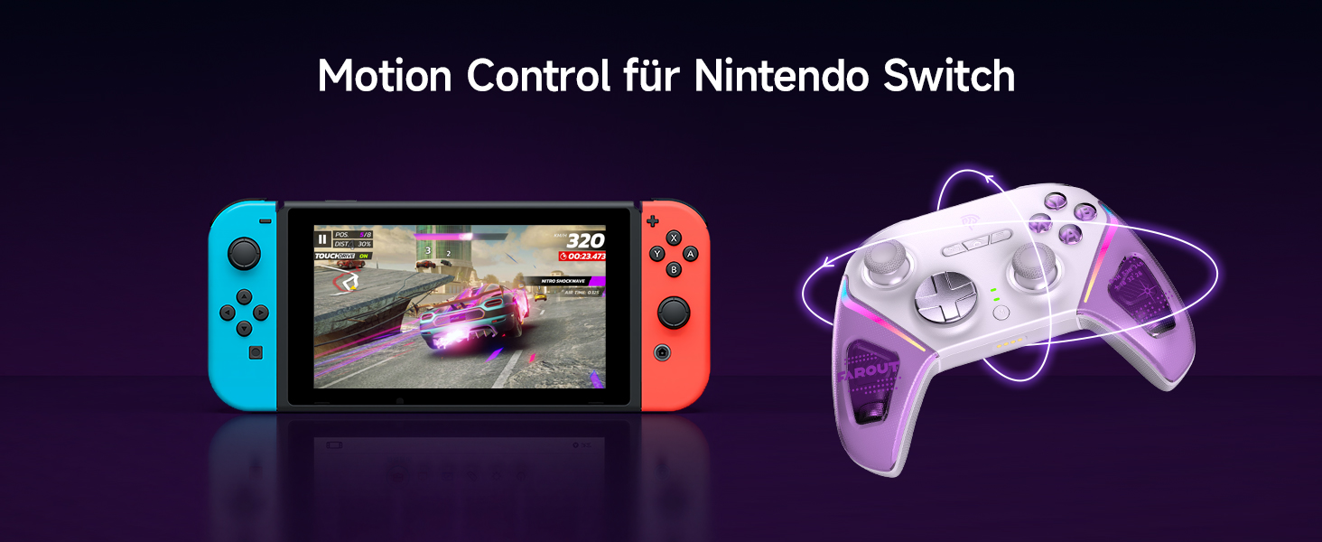 Контролер EasySMX D10 для ПК з підстанцією зарядки, бездротовий контролер з джойстиком TMR та 2-в-1 тригером, 1000Hz polling контролер з RGB підсвічуванням для ПК/Switch/телефону (фіолетовий)