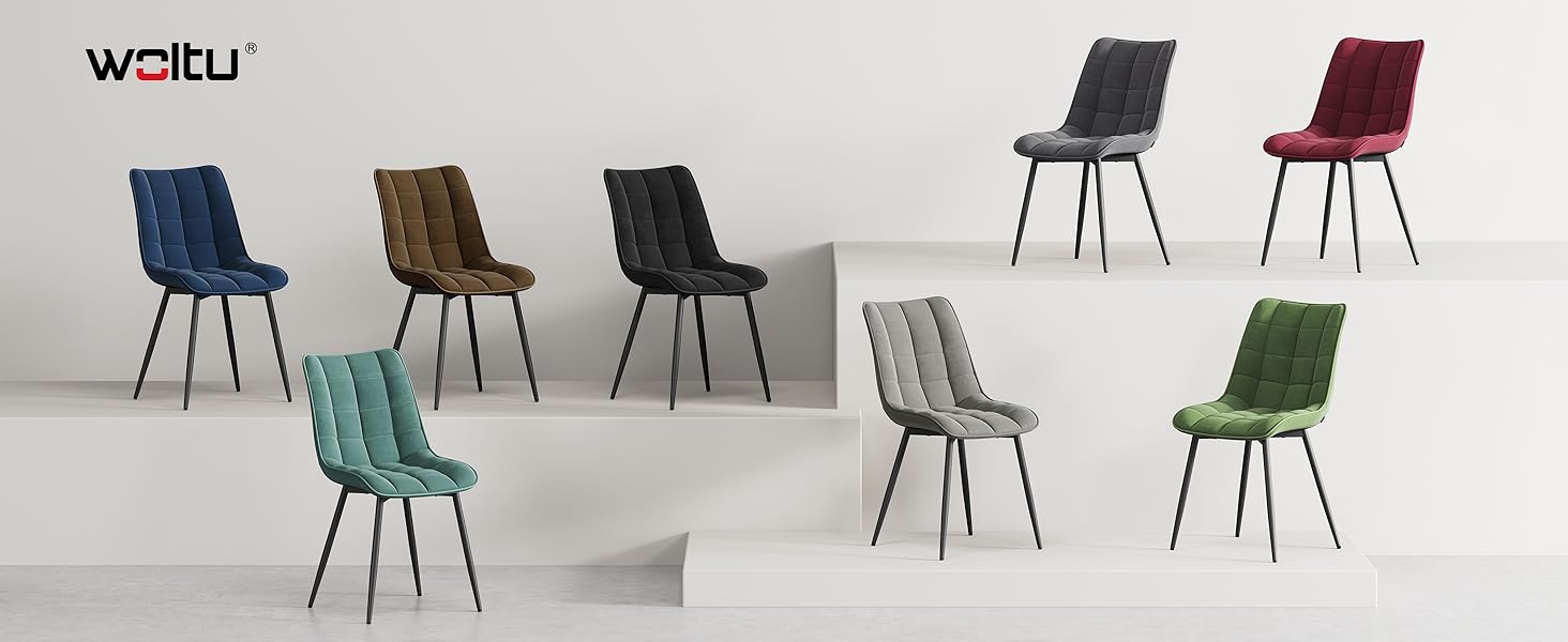 Набір обідніх стільців Woltu 4 шт., для вітальні, кухні, їдальні, м'який з підлокітником, з оксамитовою сидінням, металеві ніжки, до 150 кг, темно-сірий