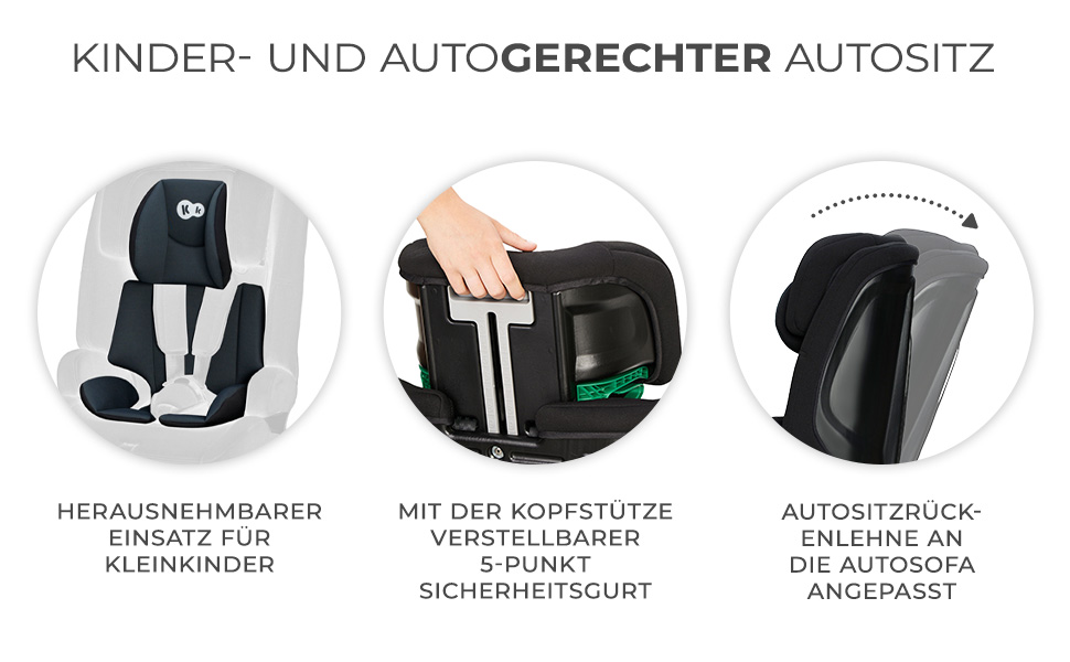 Автокрісло Kinderkraft SAFETY FIX 2 I-SIZE (76-150 см) – 9-36 кг, Isofix, регулювання підголівника, чорний CLASSIC