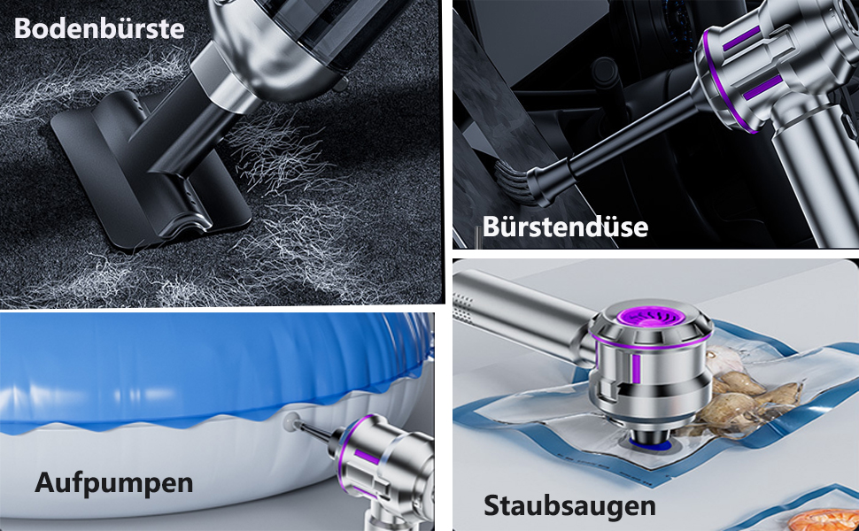 Акумуляторний ручний пилосос для авто та дому 4-в-1, потужність 22000Па, бездротовий з мийним HEPA-фільтром