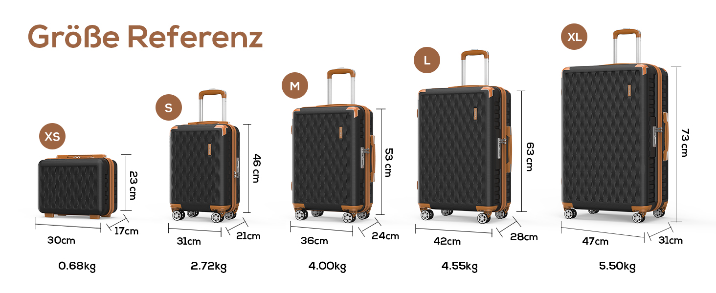 Набір валіз Melalenia 3 шт. з жорсткою обшивкою, чорний (M 53см + L 63см + XL 73см), з TSA замком та 4 колесами