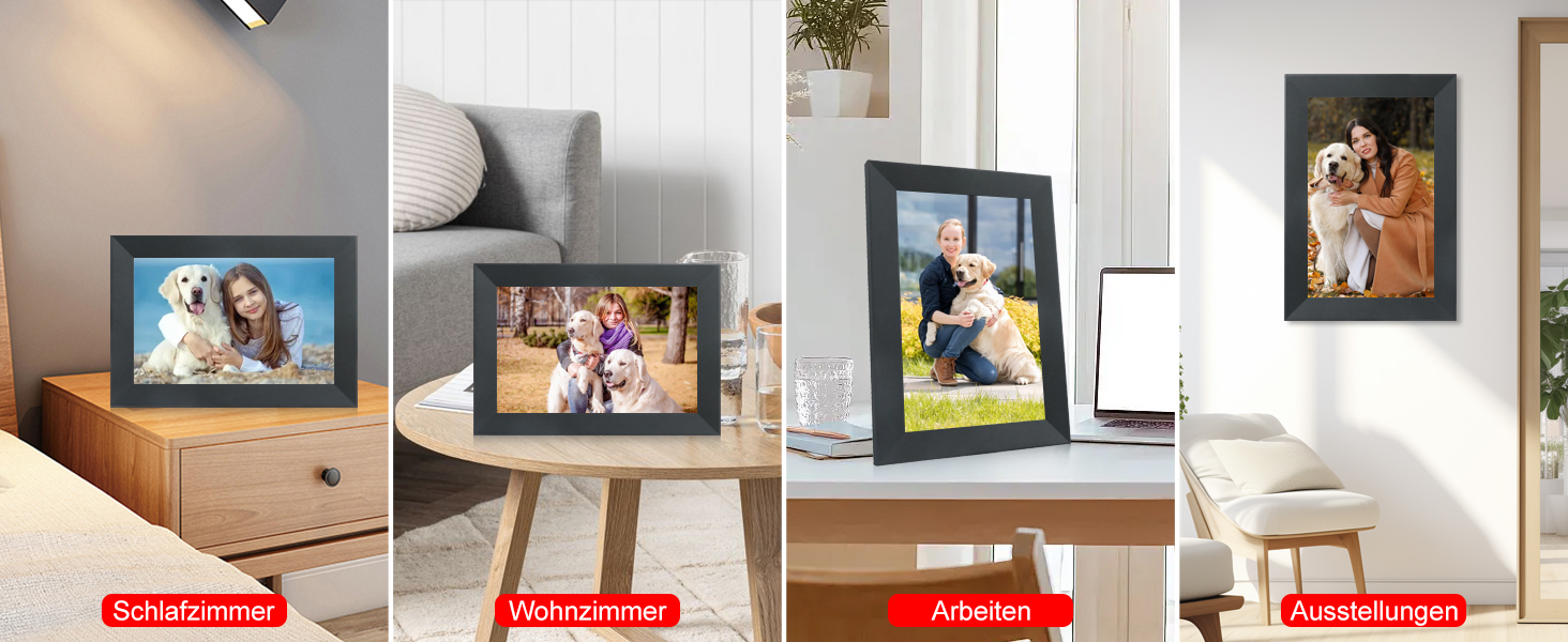 Frameo Цифровий фоторамка 15.6 дюймів Wi-Fi, FHD IPS сенсорний екран, Smart фоторамка з 32GB, автоматичне обертання, обмін фото та відео, можливе кріплення на стіну