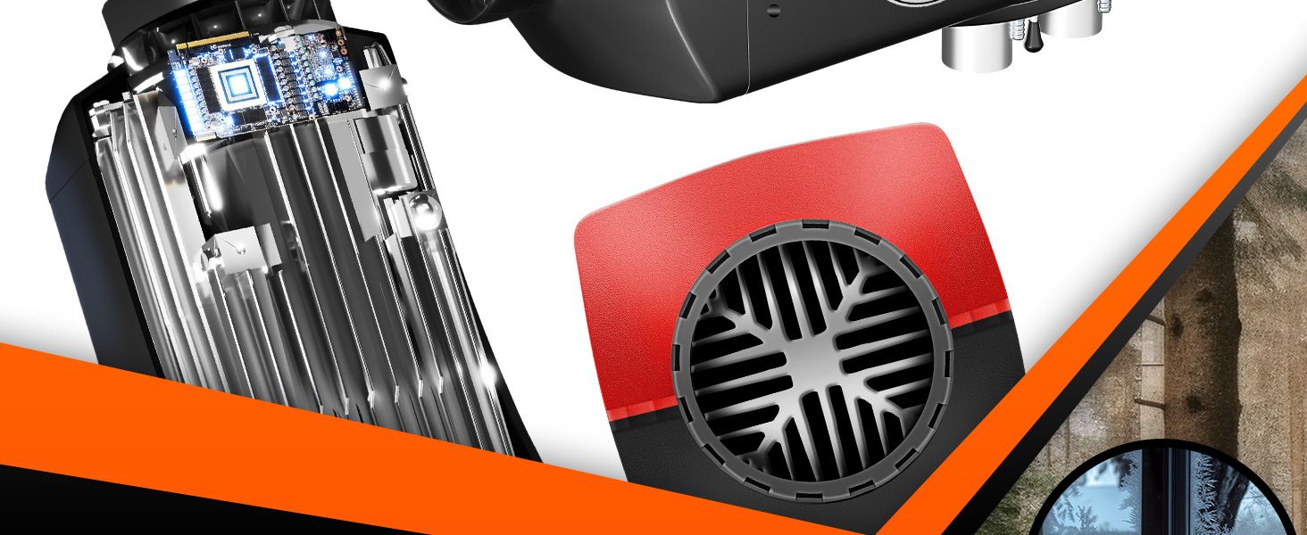 Дизельний опалювач KESSER® 8kW з таймером, LCD-дисплеєм та пультом дистанційного керування | Швидкий нагрів | Опалювач повітря з шумопоглиначем та термостатом (Червоний, 8кВт) Чорний / Червоний 8кВт