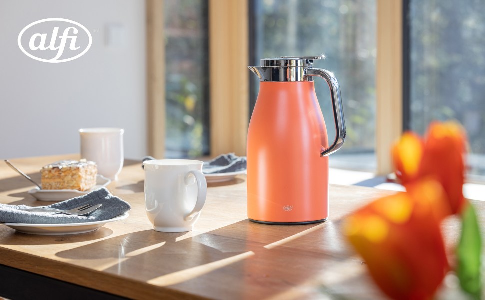 Термос Alfi SKYLINE 1.0л Pastel Water: термоізоляційний термос з нержавіючої сталі, з гігієнічним скляним вкладишем, поворотним кришкою з кнопкою, ергономічною ручкою, BPA-free, 1000 мл