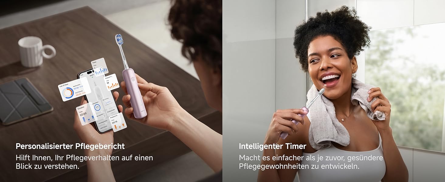 Електрична зубна щітка Laifen Wave Pro Рожева (Алюміній) з 6 режимами, акумулятором на 70 днів та контролем тиску