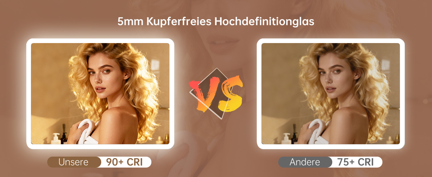 Дзеркало для ванної кімнати MIQU LED 60x50 см з підсвічуванням, тепле/холодне світло, регулювання яскравості, антизапар, прямокутна форма