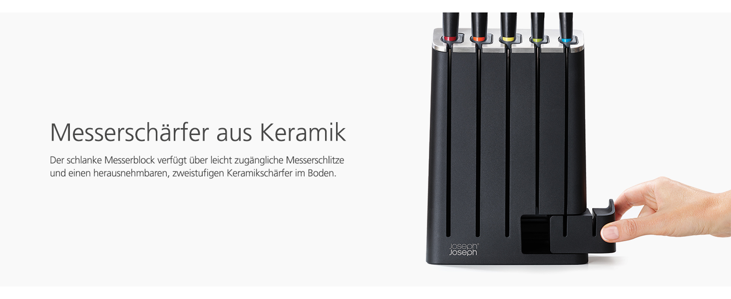 Набір ножів Joseph Joseph Elevate SlimBlock 5 шт. з точилкою - Чорний пластик