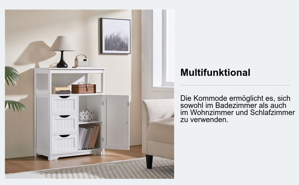 Шафка для ванної кімнати Yaheetech з 3 шухлядами та 1 дверцятами, регульовані полиці, 66 x 35 x 90 см