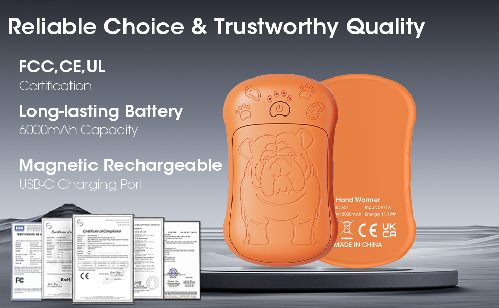 Електричні грілки для рук, 2 шт., 6000 мАг, акумулятор, багаторазові, зарядні, ідеальні для спорту на відкритому повітрі, полювання, гольфу, кемпінгу, теплий подарунок для жінок, чоловіків, дітей (Помаранчевий)