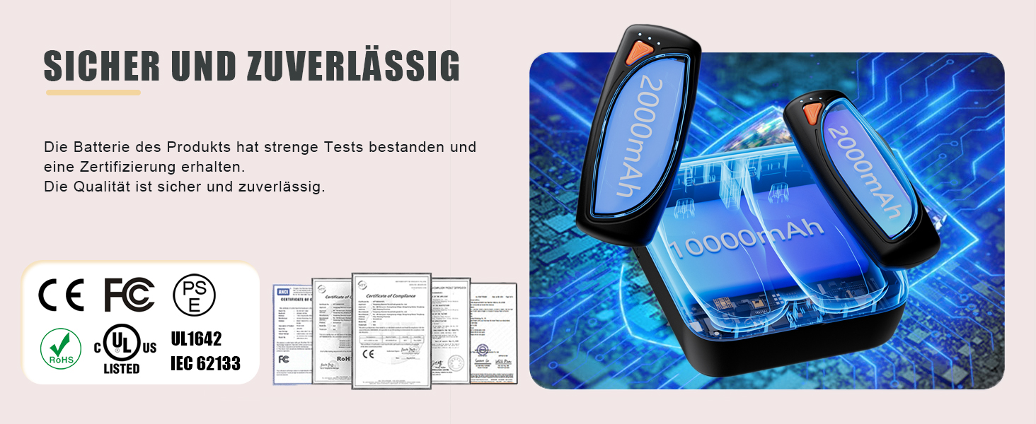 Електричні грілки для рук COTOP, набір 2 шт. з зарядним кейсом 14000 mAh, 3 режими нагріву до 56°C, для катання на лижах, кемпінгу, чорного кольору