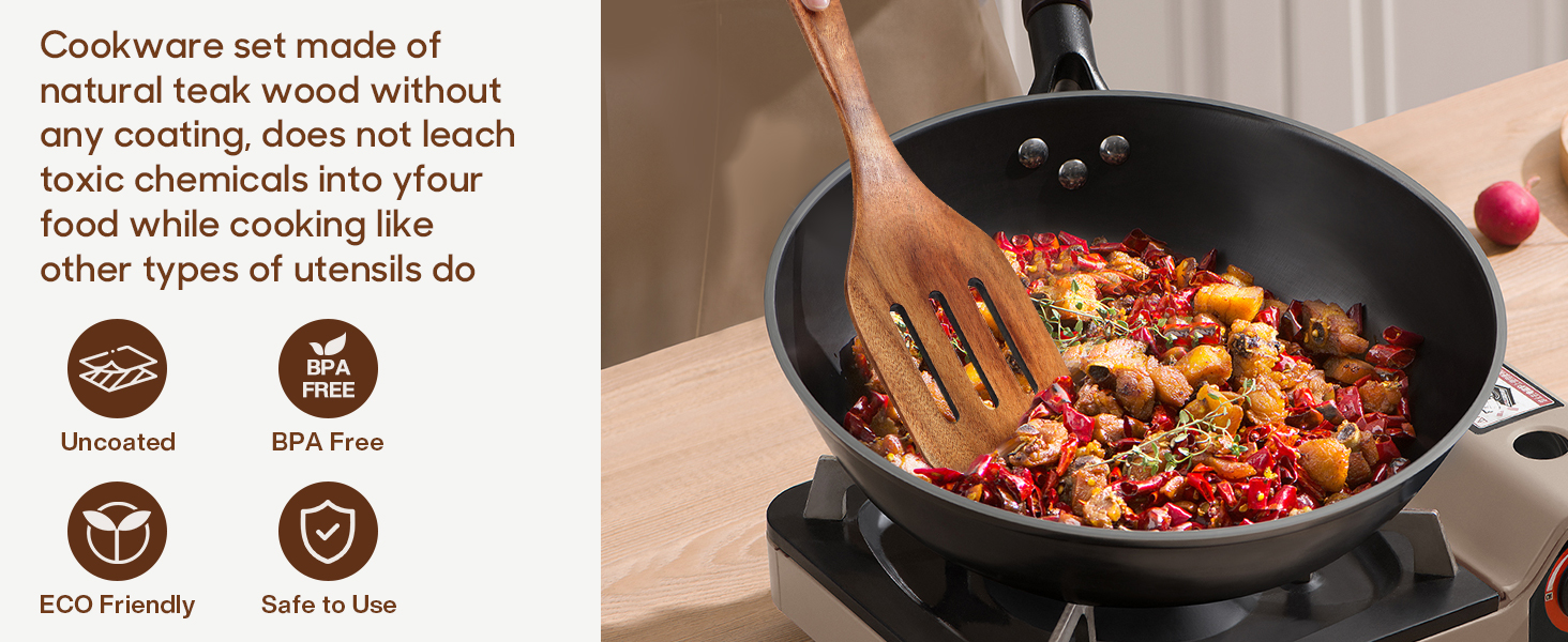 Набір кухонного приладдя Spardar з дерева, 12 шт: ложки, шумовки, підставка, рукавиці. Колір: помаранчевий, коричневий