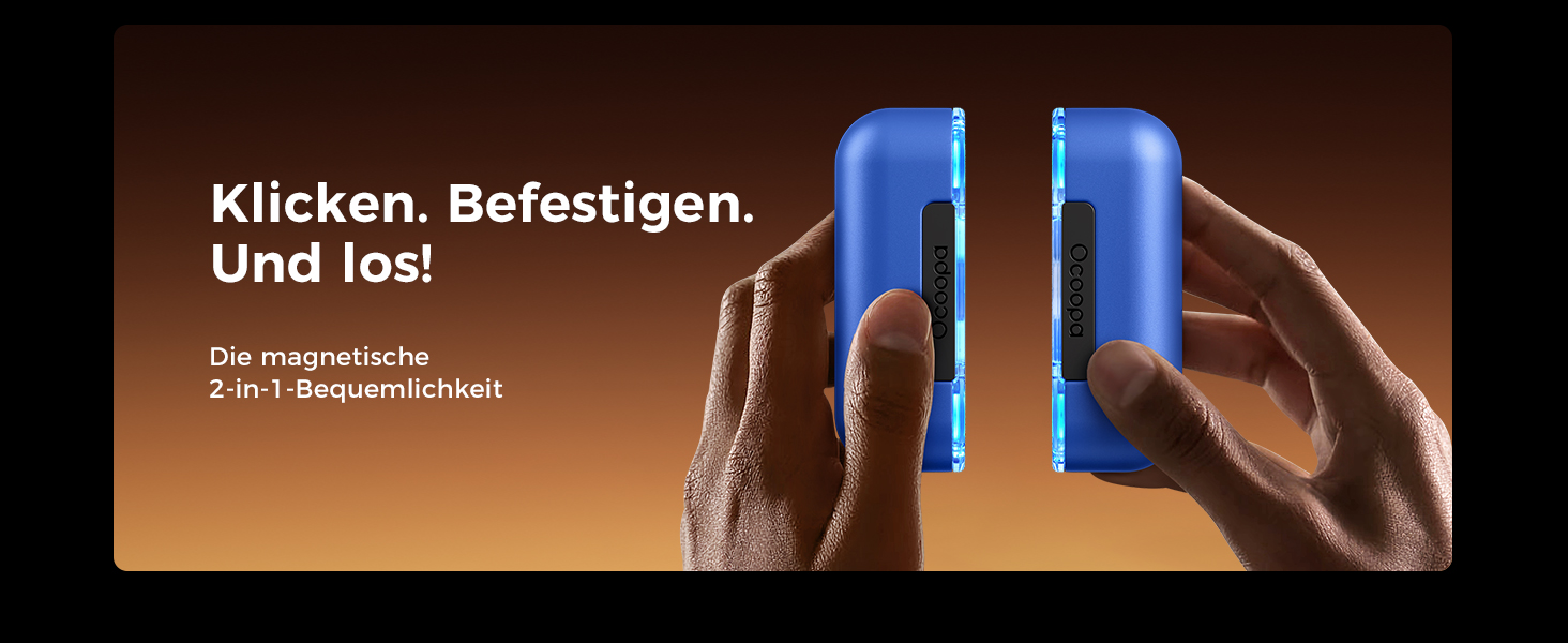 Електричний грійка для рук OCOOPA 10000 mAh, 2 шт. з розділенням, магнітний, 4 режими нагріву, швидкий нагрів, USB powerbank для зими, UT2s (MagTwins) (Pro_Schwarz)