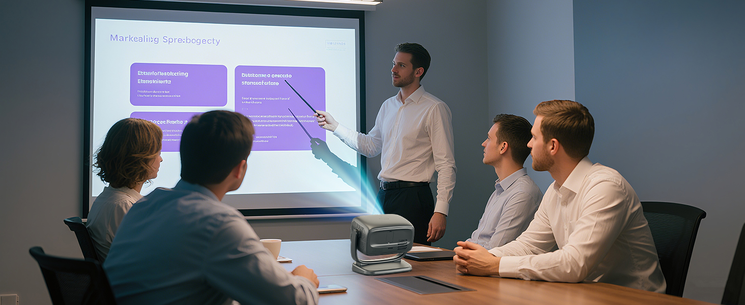 Проектор Smart Beamer WiFi для домашнього кінотеатру: 16000 Люмен, Full HD, електричний фокус, 200 дюймів, Bluetooth, сумісний з iOS/Android/Fire Stick/Laptop/PS5 (4K проектор з поворотним кріпленням)