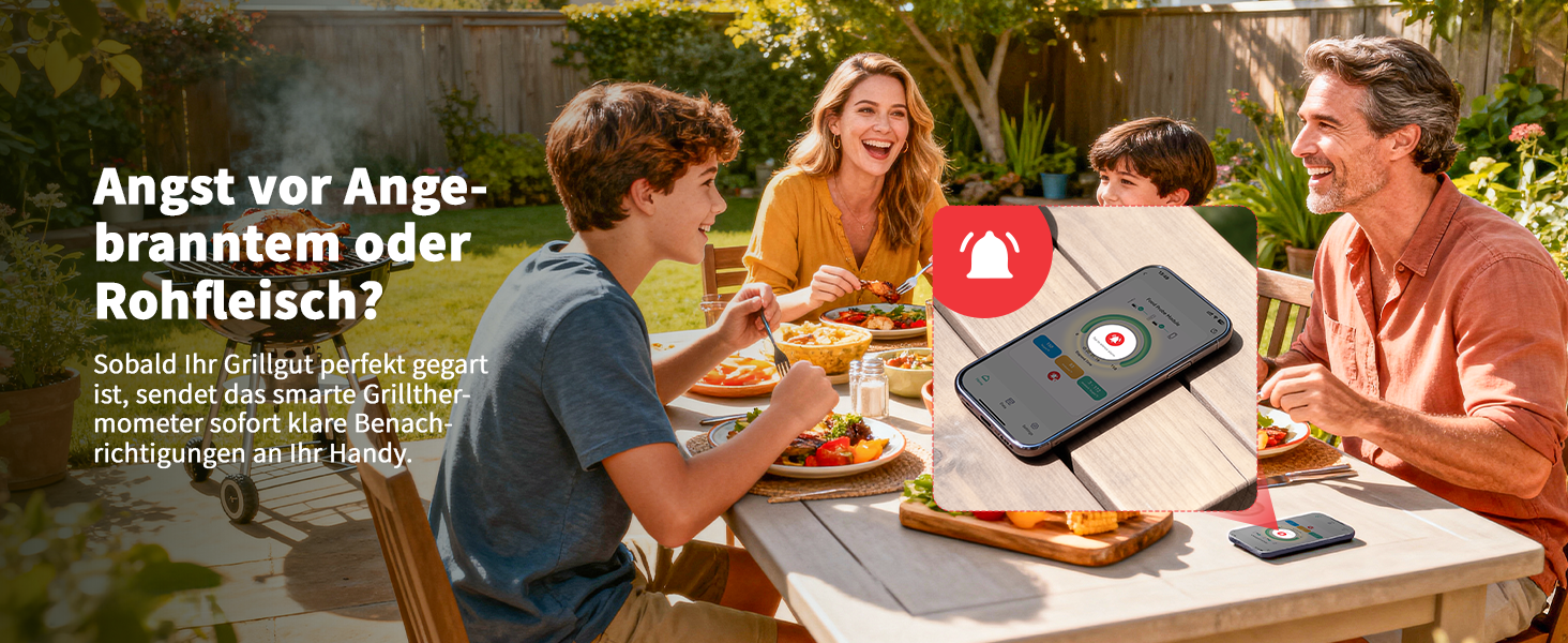 Bluetooth термометр для м'яса Luvan: бездротове підключення, IP67, для BBQ, гриля, духовки та фритюрниці