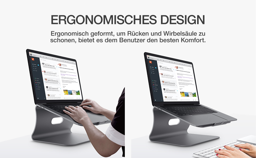 Підставка для ноутбука з алюмінію, сіра, для MacBook Air/Pro, Dell, HP, Lenovo, Microsoft Surface, Samsung (11-16 дюймів)