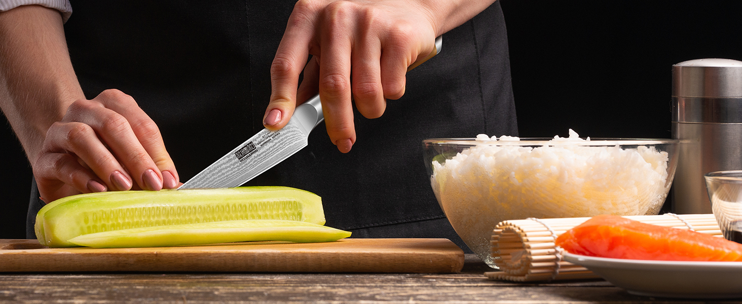 Набір кухонних ножів HOSHANHO 7 предметів: 20 см, сталь Дамаск, 67 шарів, японський, ергономічна ручка