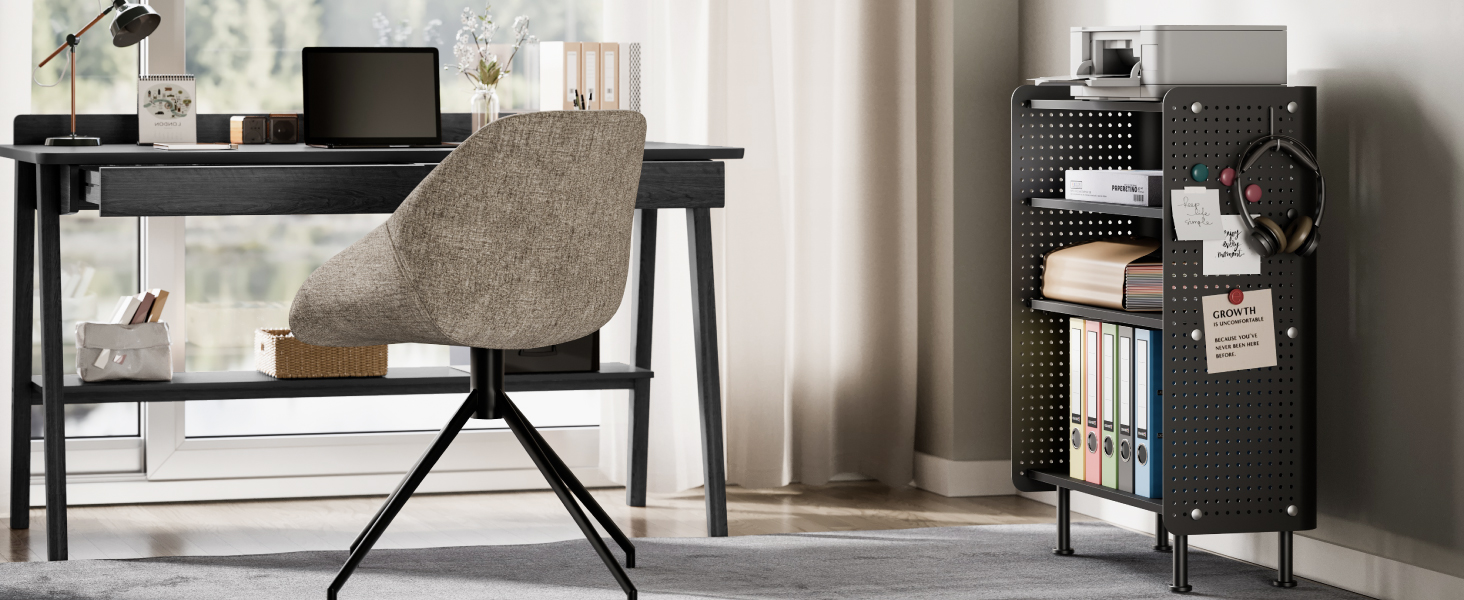 Стіл для принтера Fenge на коліщатках з органайзером та полицями, 45.3x33.5x53.5 см (Чорний)