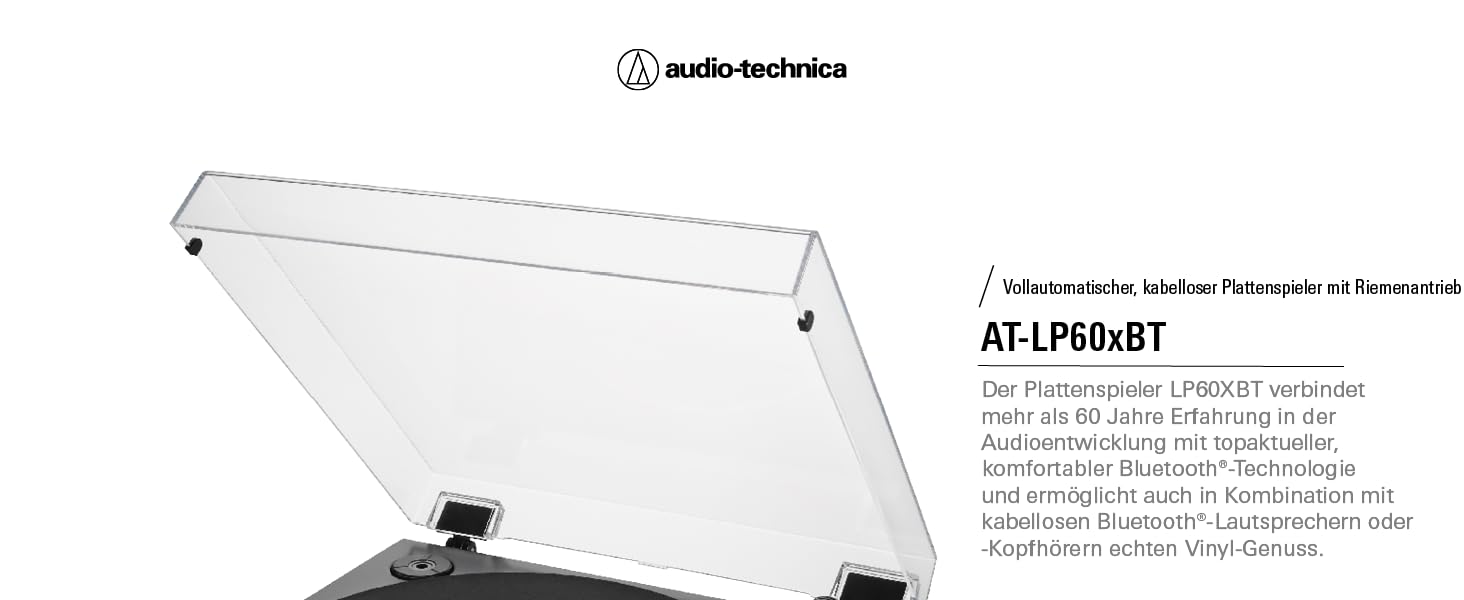 Програвач вінілу Audio-Technica LP60XBTBK з Bluetooth, повністю автоматичний, ремінний привід, стерео, чорний