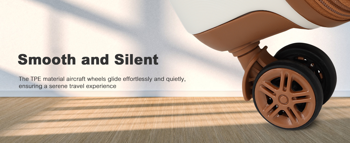 Набір валіз KONO: 3-в-1 (рюкзак, валіза на колесах, косметичка) з ABS+PC, TSA-замок, 4 колеса (кремовий/коричневий)