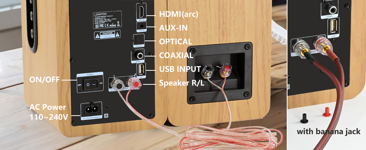 Активний динамік Bluetooth 100 Вт, 4 НЧ, HDMI ARC, оптичний, RCA, USB, AUX, пульт дистанційного керування (жовтий)