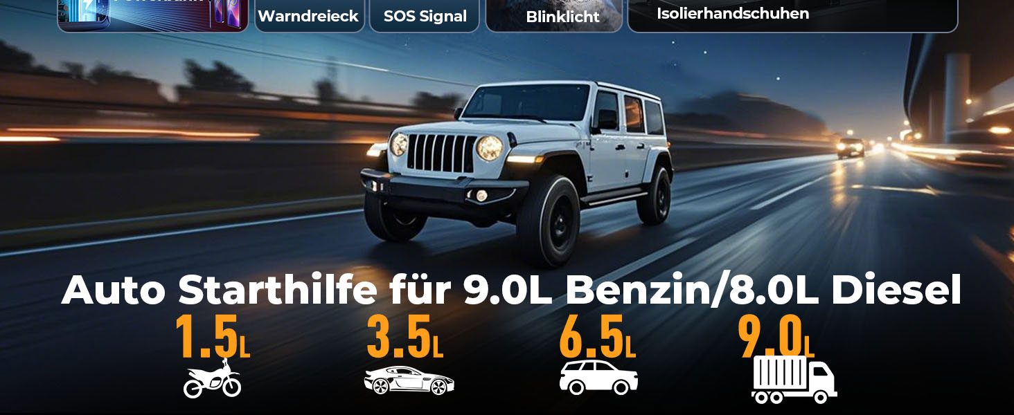 Powerbank для автомобіля YaberAuto AP02 з компресором, 150PSI, 4500A, LED ліхтар 500 люмен, LCD дисплей 3.3