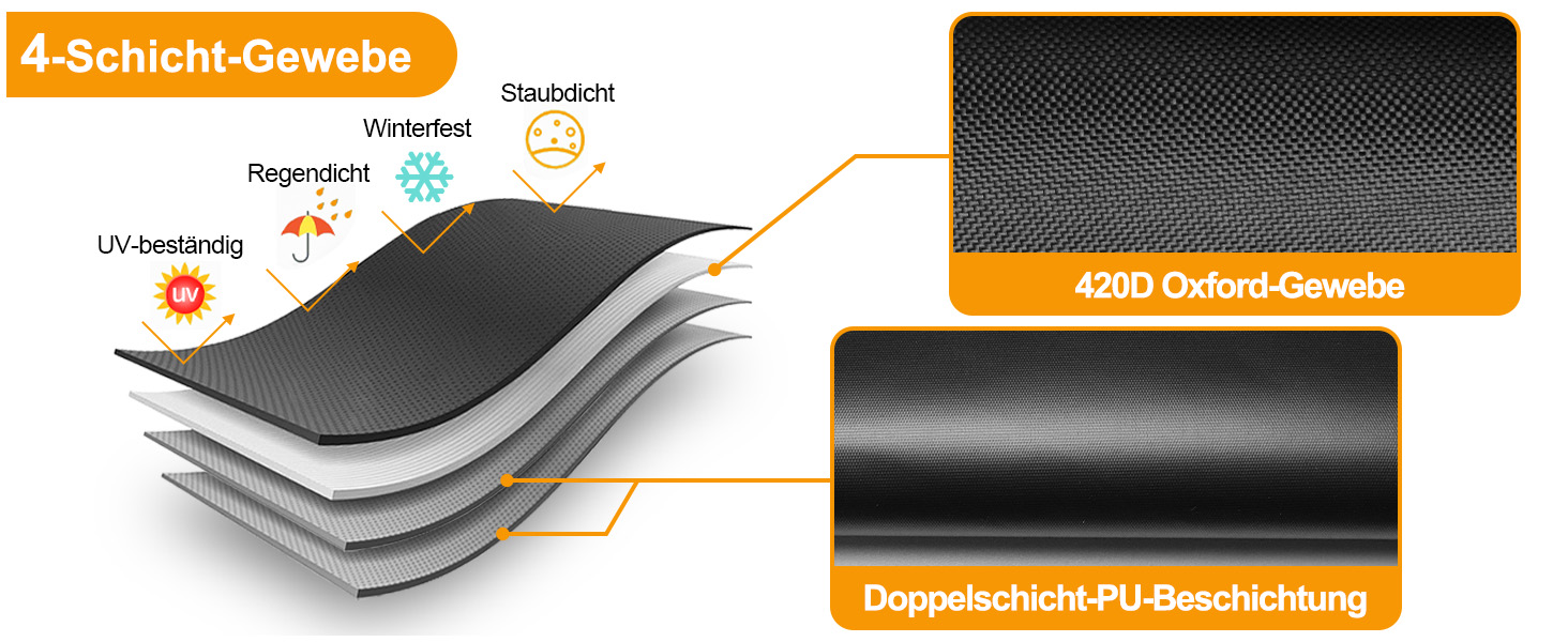 Чохол для садово-патіо меблів Kipiea, водонепроникний, прямокутний, 242x162x100 см