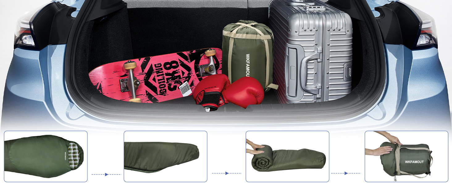 Туристичний спальний мішок WKFAMOUT Flanell 500GSM, -12℃ до 0℃, зимовий, для дорослих і дітей, 3-4 сезони, машінне прання, для кемпінгу та подорожей