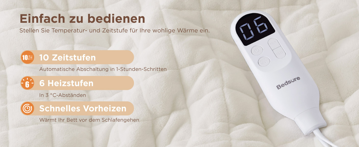 Електрична ковдра BEDSURE з автовимкненням, 130x180 см, сіра - ідеальний подарунок для мами на Різдво