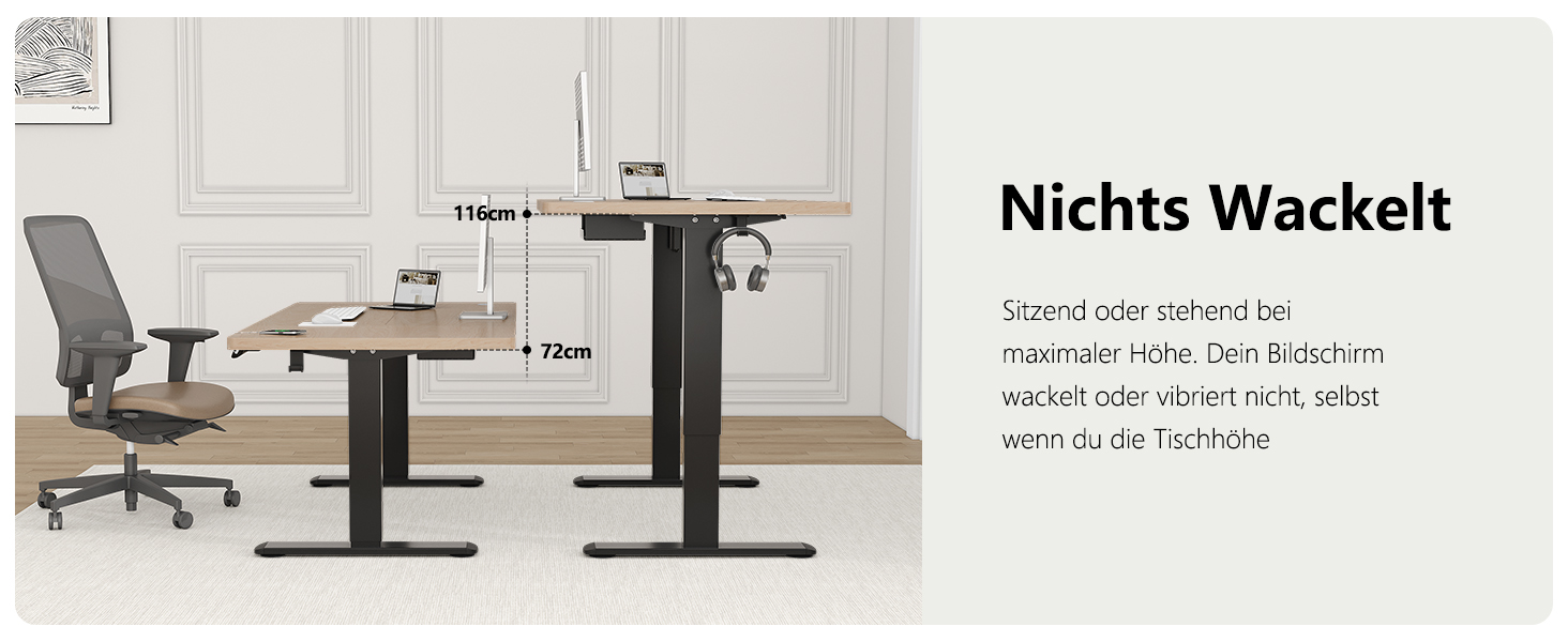 Регульований стіл Flamaker: електричний, з пам'яттю, для офісу та дому, 140 x 70 см, коричневий (бежево-чорний)