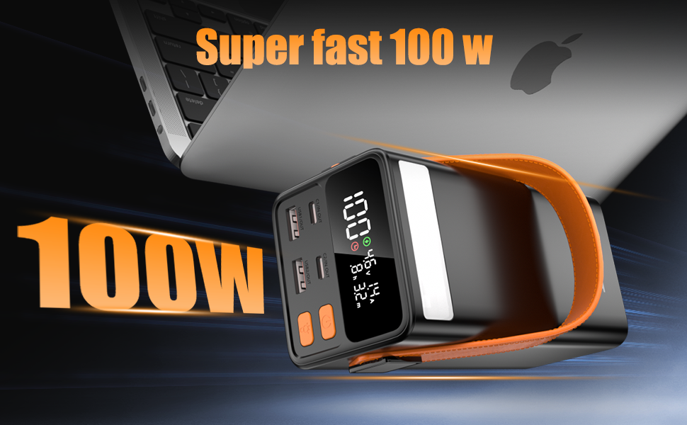 Power Bank 79800mAh Große Tragbares Laptop Powerbank 100W з LED дисплеєм та 4 виходами, для смартфонів, планшетів та ноутбуків