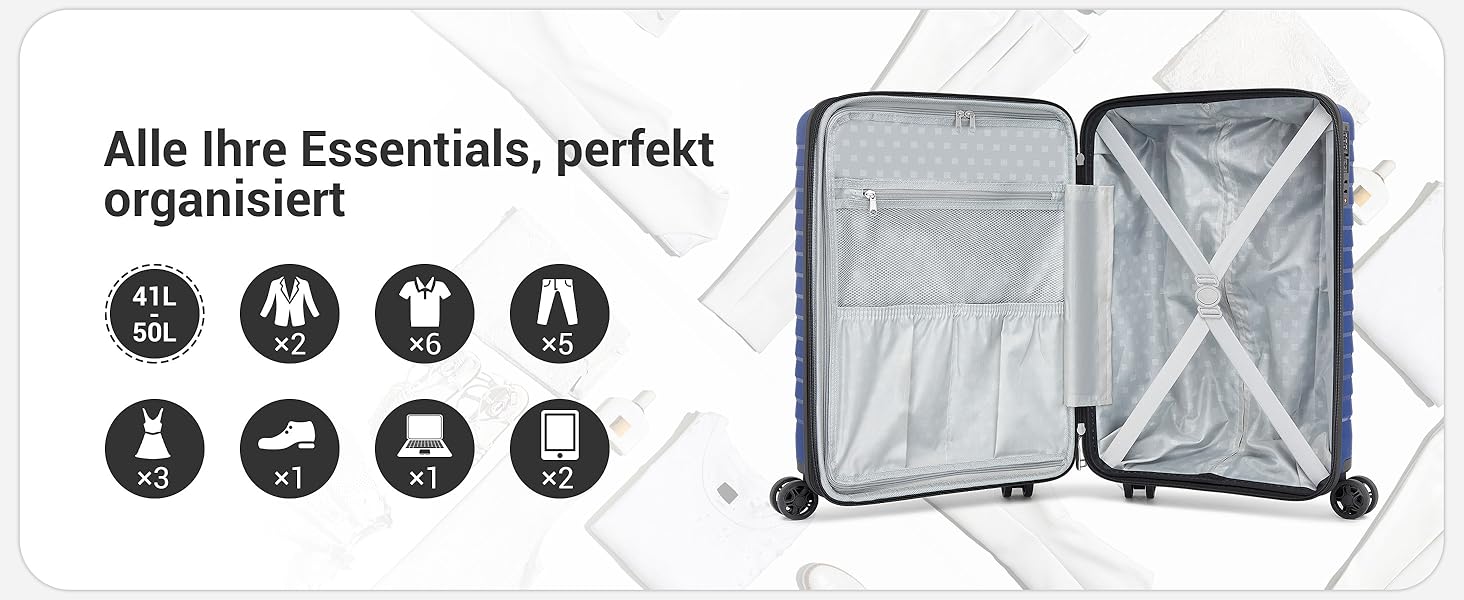 Чохол KONO середнього розміру з жорсткою обшивкою, валіза з 4 колесами, розширювана, легка, з тримачем для напоїв та TSA замком (зелений, L)