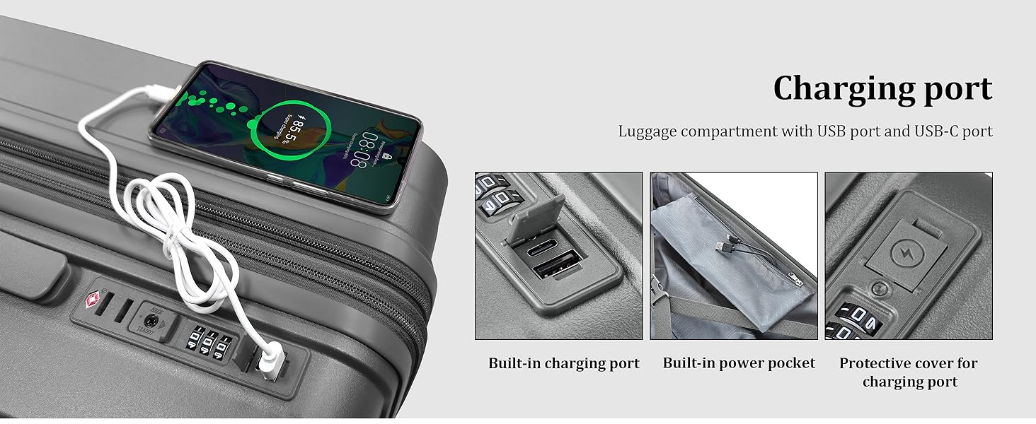 Набір валіз Joyway 4 шт. з жорстким корпусом та TSA-замком, розширюваний, сірий колір