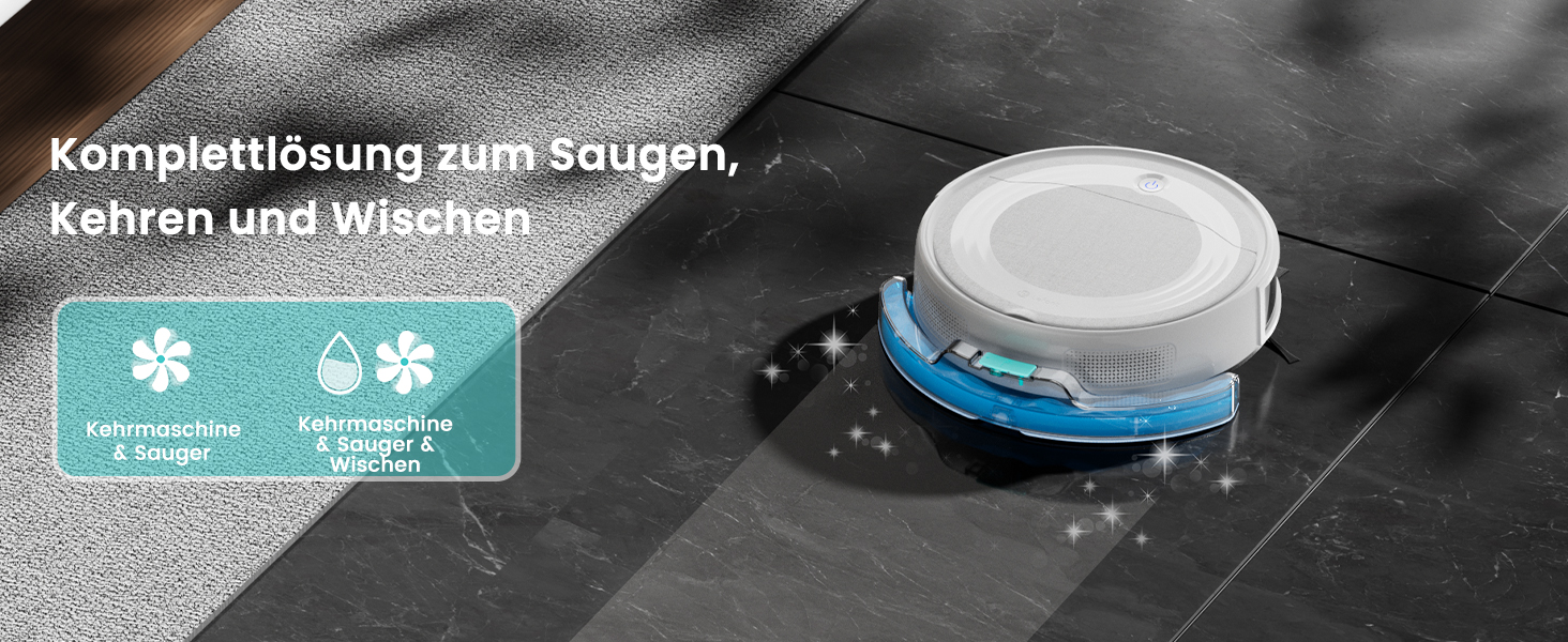 Робот-пилосос Lefant M310 Ultra з функцією миття підлоги, білий. Для тварин, килимів, з керуванням через додаток та Alexa.