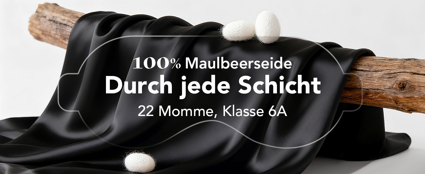 Маска для сну LitBear з шовку для тих, хто спить на боці, 100% шовк 22 momme 6A тутового шовку, блокує світло, для жінок та чоловіків, з чохлом для зберігання та гумкою для волосся (Чорна)