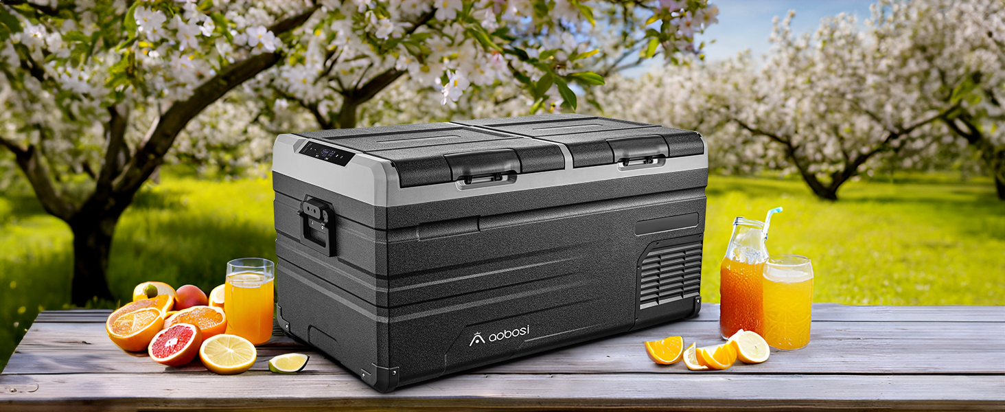 Автохолодильник AAOBOSI 90L з компресором, WiFi, USB, 12/24/240V (-20°C) для авто, кемпінгу, човна