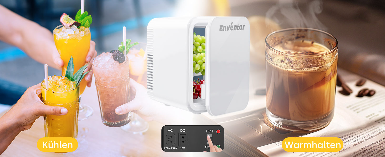 Mini холодильник Enventor 10L: компактний, тихий, з функцією охолодження та підігріву (12V/220V) для авто, спальні, офісу