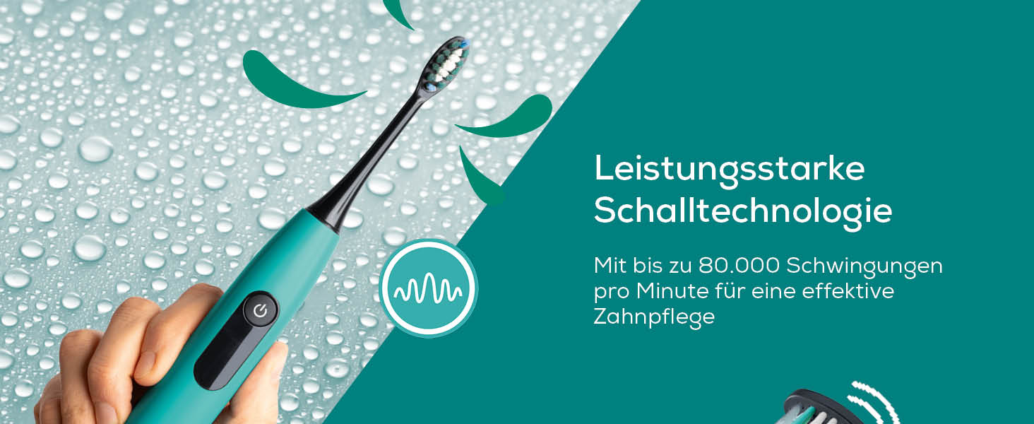 Електрична зубна щітка Beurer SC 30 Ocean Breeze: 4 режими чищення, 80 000 коливань, таймер, LED-дисплей + 2 насадки, корпус з переробленого пластику